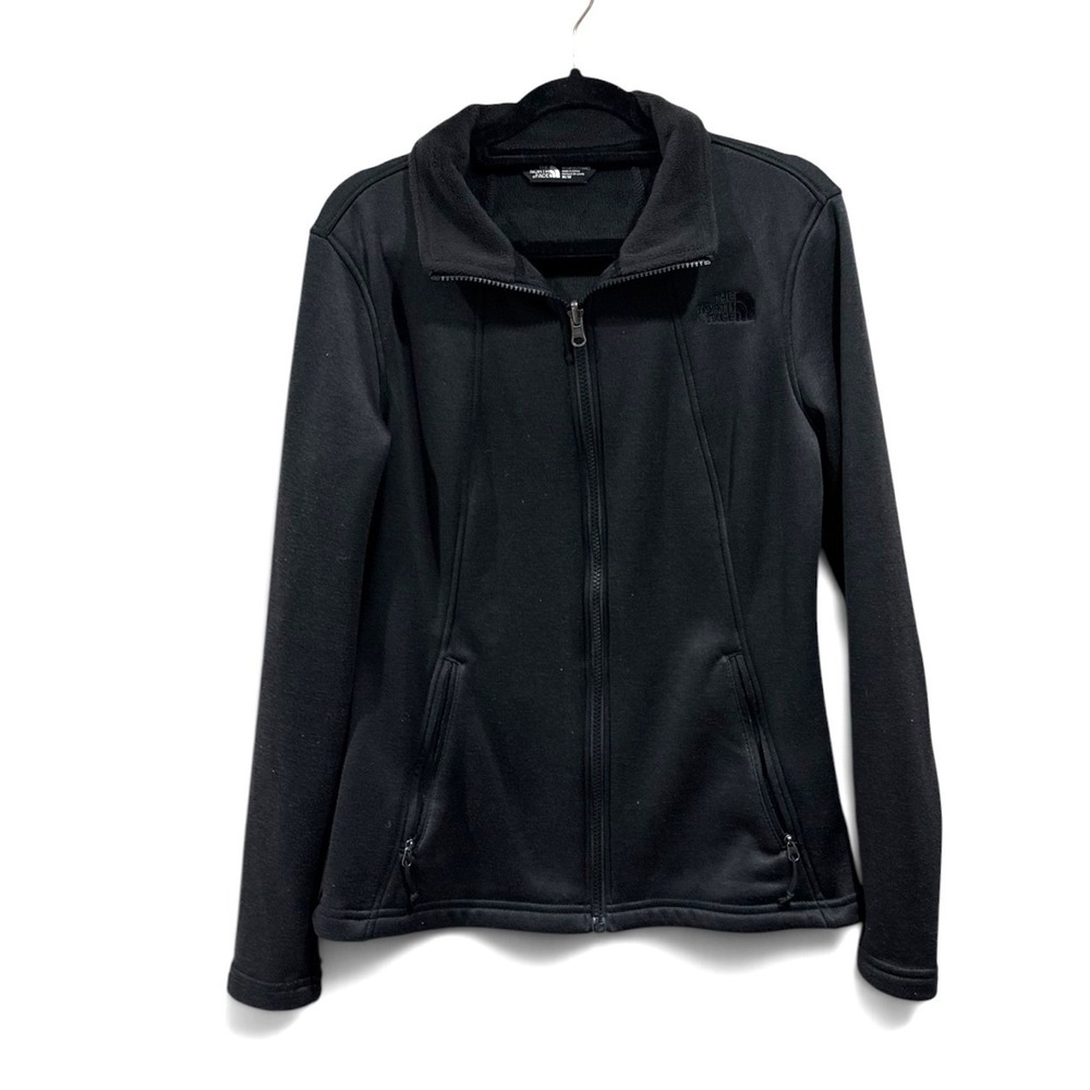 The North Face Womens Full Zip Fleece Jacket Black Mock Neck Activewear Size M